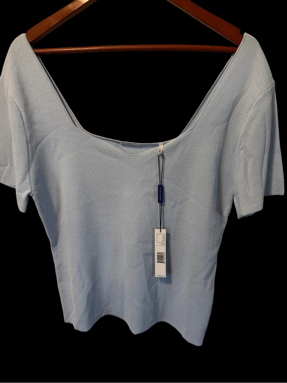 Elie Tahari Light Blue Women's Scoop Neck Short Sleeve Sweater NWT